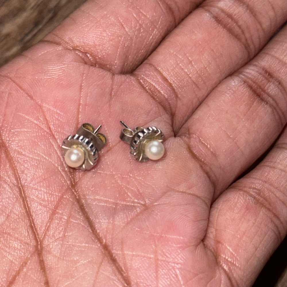 STERLING FAUX PEARL EARRINGS